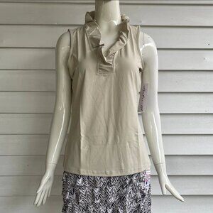 Lulu-B Ladies Stone Sleeveless Ruffle Neck Pullover Top w/ UPF50+ Sun Protection